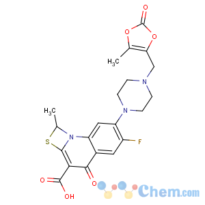CAS No:123447-62-1;123447-63-2 6-fluoro-1-methyl-7-[4-[(5-methyl-2-oxo-1,<br />3-dioxol-4-yl)methyl]piperazin-1-yl]-4-oxo-1H-[1,3]thiazeto[3,<br />2-a]quinoline-3-carboxylic acid