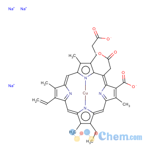 CAS No:11006-34-1;65963-40-8 Cuprate(3-),[(7S,8S)-3-carboxy-5-(carboxymethyl)-13-ethenyl-18-ethyl-7,8-dihydro-2,8,12,17-tetramethyl-21H,23H-porphine-7-propanoato(5-)-kN21,kN22,kN23,kN24]-, sodium (1:3), (SP-4-2)-