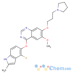 CAS No:288383-20-0;557795-03-6 4-[(4-fluoro-2-methyl-1H-indol-5-yl)oxy]-6-methoxy-7-(3-pyrrolidin-1-<br />ylpropoxy)quinazoline