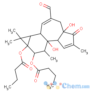 CAS No:100930-03-8 Butanoic acid,(1aR,1bS,4aR,7aS,7bS,8R,9R,9aS)-3-formyl-1,1a,1b,4,4a,5,7a,7b,8,9-decahydro-4a,7b-dihydroxy-1,1,6,8-tetramethyl-5-oxo-9aH-cyclopropa[3,4]benz[1,2-e]azulene-9,9a-diylester (9CI)