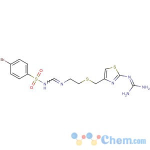 CAS No:100981-43-9 N-(4-bromophenyl)sulfonyl-N'-[2-[[2-(diaminomethylideneamino)-1,<br />3-thiazol-4-yl]methylsulfanyl]ethyl]methanimidamide