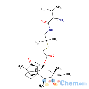 CAS No:101312-92-9 Acetic acid,2-[[2-[[(2R)-2-amino-3-methyl-1-oxobutyl]amino]-1,1-dimethylethyl]thio]-,(3aS,4R,5S,6S,8R,9R,9aR,10R)-6-ethenyldecahydro-5-hydroxy-4,6,9,10-tetramethyl-1-oxo-3a,9-propano-3aH-cyclopentacycloocten-8-ylester