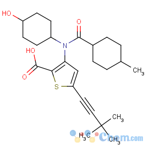 CAS No:1026785-59-0 5-(3,<br />3-dimethylbut-1-ynyl)-3-[(4-hydroxycyclohexyl)-(4-<br />methylcyclohexanecarbonyl)amino]thiophene-2-carboxylic acid