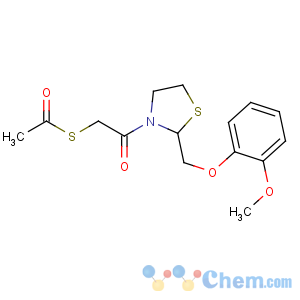 CAS No:103181-72-2 S-[2-[2-[(2-methoxyphenoxy)methyl]-1,3-thiazolidin-3-yl]-2-oxoethyl]<br />ethanethioate