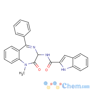 CAS No:103420-77-5 N-[(3S)-1-methyl-2-oxo-5-phenyl-3H-1,<br />4-benzodiazepin-3-yl]-1H-indole-2-carboxamide