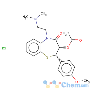 CAS No:103532-26-9 1,5-Benzothiazepin-4(5H)-one,3-(acetyloxy)-5-[2-(dimethylamino)ethyl]-2,3-dihydro-2-(4-methoxyphenyl)-,monohydrochloride, (2S-trans)- (9CI)