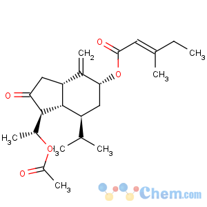 CAS No:104012-37-5 2-Pentenoic acid,3-methyl-,(1S,3aR,5R,7S,7aS)-1-[(1R)-1-(acetyloxy)ethyl]octahydro-4-methylene-7-(1-methylethyl)-2-oxo-1H-inden-5-ylester, (2E)-