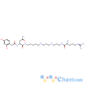 CAS No:105029-41-2 Butanediamide,N1-[(16S)-16,21-diamino-21-imino-15-oxo-6,10,14,20-tetraazaheneicos-1-yl]-2-[[2-(2,4-dihydroxyphenyl)acetyl]amino]-,(2S)-