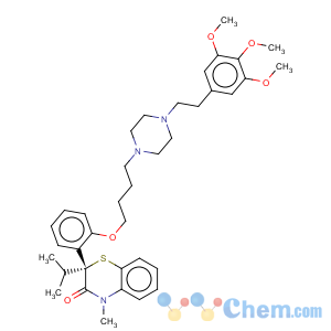 CAS No:105118-13-6 2H-1,4-Benzothiazin-3(4H)-one,4-methyl-2-(1-methylethyl)-2-[2-[4-[4-[2-(3,4,5-trimethoxyphenyl)ethyl]-1-piperazinyl]butoxy]phenyl]-,(R)- (9CI)