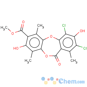 CAS No:105350-54-7 11H-Dibenzo[b,e][1,4]dioxepin-7-carboxylicacid, 2,4-dichloro-3,8-dihydroxy-1,6,9-trimethyl-11-oxo-, methyl ester