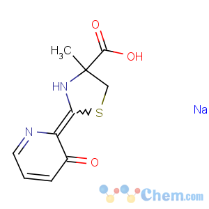 CAS No:105635-69-6 4-Thiazolecarboxylicacid, 4,5-dihydro-2-(3-hydroxy-2-pyridinyl)-4-methyl-, sodium salt (1:1), (4S)-