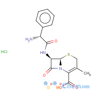 CAS No:105879-42-3 5-Thia-1-azabicyclo[4.2.0]oct-2-ene-2-carboxylicacid, 7-[[(2R)-aminophenylacetyl]amino]-3-methyl-8-oxo-, monohydrochloride,monohydrate, (6R,7R)- (9CI)