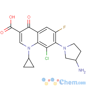 CAS No:105956-97-6 7-(3-aminopyrrolidin-1-yl)-8-chloro-1-cyclopropyl-6-fluoro-4-<br />oxoquinoline-3-carboxylic acid