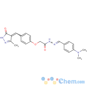 CAS No:107044-95-1 Acetic acid, (4-((1,5-dihydro-3-methyl-5-oxo-4H-pyrazol-4-ylidene)methyl)phenoxy)-, ((4-(dimethylamino)phenyl)methylene)hydrazide