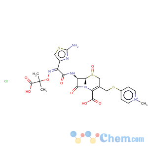 CAS No:107452-79-9 Pyridinium,4-[[[7-[[(2-amino-4-thiazolyl)[(1-carboxy-1-methylethoxy)imino]acetyl]amino]-2-carboxy-5-oxido-8-oxo-5-thia-1-azabicyclo[4.2.0]oct-2-en-3-yl]methyl]thio]-1-methyl-,chloride, [6R-[6a,7b(Z)]]- (9CI)