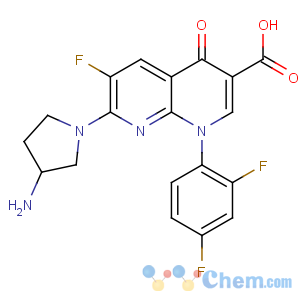 CAS No:108138-46-1 7-(3-aminopyrrolidin-1-yl)-1-(2,4-difluorophenyl)-6-fluoro-4-oxo-1,<br />8-naphthyridine-3-carboxylic acid