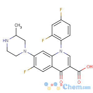 CAS No:108319-06-8 1-(2,<br />4-difluorophenyl)-6-fluoro-7-(3-methylpiperazin-1-yl)-4-oxoquinoline-3-<br />carboxylic acid