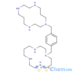 CAS No:110078-46-1 1-[[4-(1,4,8,11-tetrazacyclotetradec-1-ylmethyl)phenyl]methyl]-1,4,8,<br />11-tetrazacyclotetradecane