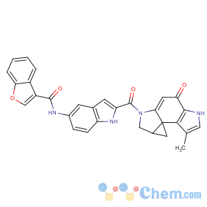 CAS No:110314-48-2 2-Benzofurancarboxamide,N-[2-[[(7bR,8aS)-4,5,8,8a-tetrahydro-7-methyl-4-oxocyclopropa[c]pyrrolo[3,2-e]indol-2(1H)-yl]carbonyl]-1H-indol-5-yl]-
