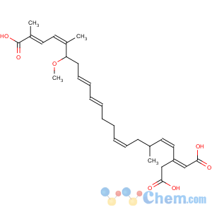 CAS No:11076-19-0 2,4,8,10,14,18,20-Docosaheptaenedioicacid, 20-(carboxymethyl)-6-methoxy-2,5,17-trimethyl-,(2E,4Z,6R,8Z,10E,14E,17S,18E,20Z)-
