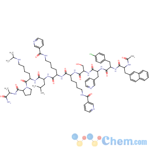 CAS No:112568-12-4 D-Alaninamide,N-acetyl-3-(2-naphthalenyl)-D-alanyl-4-chloro-D-phenylalanyl-3-(3-pyridinyl)-D-alanyl-L-seryl-N6-(3-pyridinylcarbonyl)-L-lysyl-N6-(3-pyridinylcarbonyl)-D-lysyl-L-leucyl-N6-(1-methylethyl)-L-lysyl-L-prolyl-