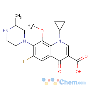CAS No:112811-59-3 1-cyclopropyl-6-fluoro-8-methoxy-7-(3-methylpiperazin-1-yl)-4-<br />oxoquinoline-3-carboxylic acid