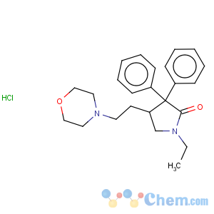 CAS No:113-07-5 2-Pyrrolidinone,1-ethyl-4-[2-(4-morpholinyl)ethyl]-3,3-diphenyl-, hydrochloride (1:1)