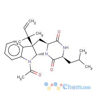 CAS No:113706-21-1 2H-Pyrazino[1',2':1,5]pyrrolo[2,3-b]indole-1,4(3H,5aH)-dione,6-acetyl-10b-(1,1-dimethyl-2-propen-1-yl)-6,10b,11,11a-tetrahydro-3-(2-methylpropyl)-,(3S,5aR,10bR,11aS)-