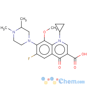 CAS No:114213-69-3 3-Quinolinecarboxylicacid,1-cyclopropyl-7-(3,4-dimethyl-1-piperazinyl)-6-fluoro-1,4-dihydro-8-methoxy-4-oxo-