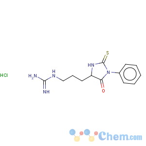 CAS No:117756-28-2 Guanidine,[3-[(4S)-5-oxo-1-phenyl-2-thioxo-4-imidazolidinyl]propyl]-, monohydrochloride(9CI)