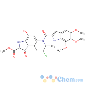 CAS No:118292-35-6 1H-Pyrrolo[3,2-f]quinoline-2-carboxylicacid,8-chloro-2,3,6,7,8,9-hexahydro-4-hydroxy-2-methyl-1-oxo-6-[(5,6,7-trimethoxy-1H-indol-2-yl)carbonyl]-,methyl ester, (2R,8S)-
