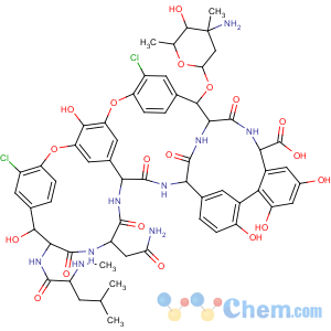 CAS No:118373-82-3 Vancomycin,22-O-(3-amino-2,3,6-trideoxy-3-C-methyl-a-L-arabino-hexopyranosyl)-44-O-de[2-O-(3-amino-2,3,6-trideoxy-3-C-methyl-a-L-lyxo-hexopyranosyl)-b-D-glucopyranosyl]- (9CI)