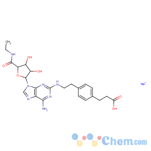 CAS No:120225-64-1 Benzenepropanoic acid,4-[2-[[6-amino-9-(N-ethyl-b-D-ribofuranuronamidosyl)-9H-purin-2-yl]amino]ethyl]-, monosodium salt(9CI)