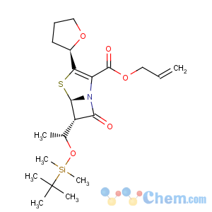 CAS No:120705-67-1 (5R,6S)-6-[(1R)-1-[[(1,1-Dimethylethyl)dimethylsilyl]oxy]ethyl]-7-oxo-3-[(2R)-tetrahydro-2-furanyl]-4-thia-1-azabicyclo[3.2.0]hept-2-ene-2-carboxylic acid 2-propenyl ester