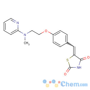 CAS No:122320-74-5 5-[[4-[2-[methyl(pyridin-2-yl)amino]ethoxy]phenyl]methylidene]-1,<br />3-thiazolidine-2,4-dione