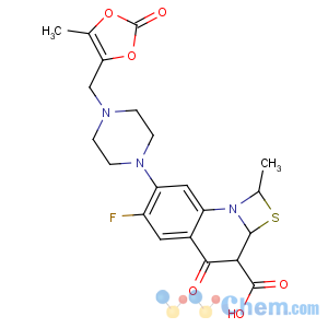 CAS No:123447-63-2 6-fluoro-1-methyl-7-[4-[(5-methyl-2-oxo-1,<br />3-dioxol-4-yl)methyl]piperazin-1-yl]-4-oxo-2a,3-dihydro-1H-[1,<br />3]thiazeto[3,2-a]quinoline-3-carboxylic acid