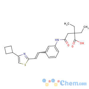 CAS No:128312-51-6 4-[3-[(E)-2-(4-cyclobutyl-1,3-thiazol-2-yl)ethenyl]anilino]-2,<br />2-diethyl-4-oxobutanoic acid