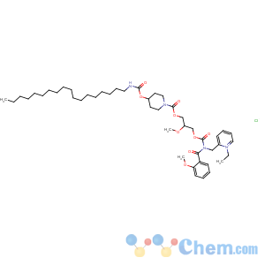 CAS No:128420-61-1 Pyridinium,1-ethyl-2-[[(2-methoxybenzoyl)[[(2R)-2-methoxy-3-[[[4-[[(octadecylamino)carbonyl]oxy]-1-piperidinyl]carbonyl]oxy]propoxy]carbonyl]amino]methyl]-,chloride (1:1)