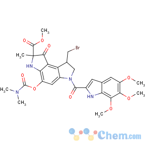 CAS No:129953-23-7 Benzo[1,2-b:4,3-b']dipyrrole-2-carboxylicacid,8-(bromomethyl)-4-[[(dimethylamino)carbonyl]oxy]-1,2,3,6,7,8-hexahydro-2-methyl-1-oxo-6-[(5,6,7-trimethoxy-1H-indol-2-yl)carbonyl]-,methyl ester (9CI)