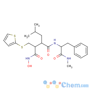 CAS No:130370-60-4 (2S,<br />3R)-N-hydroxy-N'-[(2S)-1-(methylamino)-1-oxo-3-phenylpropan-2-yl]-3-(2-<br />methylpropyl)-2-(thiophen-2-ylsulfanylmethyl)butanediamide