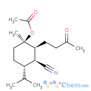 CAS No:131447-90-0 Cyclohexanecarbonitrile, 3-(acetyloxy)-3-methyl-6-(1-methylethyl)-2-(3-oxobutyl)-,[1S-(1a,2a,3a,6b)]- (9CI)
