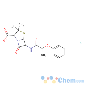 CAS No:132-93-4 4-Thia-1-azabicyclo[3.2.0]heptane-2-carboxylicacid, 3,3-dimethyl-7-oxo-6-[(1-oxo-2-phenoxypropyl)amino]-, potassium salt(1:1)