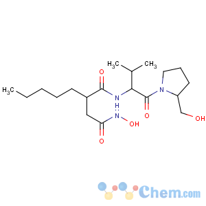 CAS No:13434-13-4 Butanediamide,N4-hydroxy-N1-[(1S)-1-[[(2S)-2-(hydroxymethyl)-1-pyrrolidinyl]carbonyl]-2-methylpropyl]-2-pentyl-,(2R)-