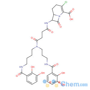 CAS No:134782-23-3 1-Azabicyclo[4.2.0]oct-2-ene-2-carboxylicacid,3-chloro-7-[[4-[[4-[(2,3-dihydroxybenzoyl)amino]butyl][3-[(2,3-dihydroxybenzoyl)amino]propyl]amino]-1,4-dioxobutyl]amino]-8-oxo-,(6R,7S)-