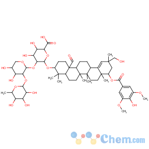 CAS No:135545-88-9 b-D-Glucopyranosiduronic acid, (3b,20b,22b)-29-hydroxy-22-[(4-hydroxy-3,5-dimethoxybenzoyl)oxy]-25-oxoolean-18-en-3-ylO-6-deoxy-a-L-mannopyranosyl-(1®