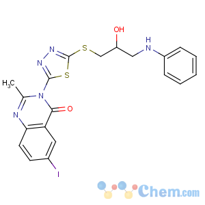CAS No:135575-64-3 4(3H)-Quinazolinone,3-[5-[[2-hydroxy-3-(phenylamino)propyl]thio]-1,3,4-thiadiazol-2-yl]-6-iodo-2-methyl-