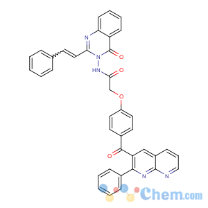 CAS No:136603-25-3 Acetamide,N-[4-oxo-2-(2-phenylethenyl)-3(4H)-quinazolinyl]-2-[4-[(2-phenyl-1,8-naphthyridin-3-yl)carbonyl]phenoxy]-