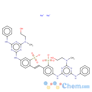 CAS No:13863-31-5 Benzenesulfonic acid,2,2'-(1,2-ethenediyl)bis[5-[[4-[(2-hydroxyethyl)methylamino]-6-(phenylamino)-1,3,5-triazin-2-yl]amino]-,sodium salt (1:2)
