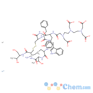 CAS No:139096-04-1 Hydrogen [N-[2-[[2-[bis(carboxymethyl)amino]ethyl](carboxymethyl)amino]ethyl]-N-(carboxymethyl)glycyl-D-phenylalanyl-L-cysteinyl-L-phenylalanyl-D-tryptophyl-L-lysyl-L-threonyl-N1-[2(R)-hydroxy-1(R)-(hydroxymethyl)propyl]-L-cysteinamide cyclic (3--8)-disul
