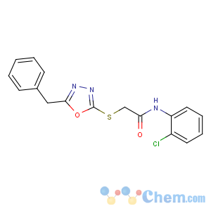 CAS No:140876-15-9 2-[(5-benzyl-1,3,4-oxadiazol-2-yl)sulfanyl]-N-(2-chlorophenyl)acetamide